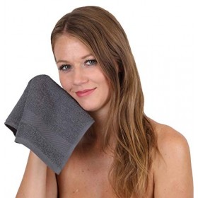 Betz Lot de 10 Serviettes débarbouillettes lavettes Palermo Taille 30x30 cm Couleurs Blanc & Gris Anthracite