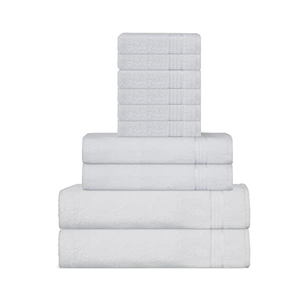 Ensemble de Serviettes en Coton Super Doux 600 g/m² par Sweet Needle, Marine - 2 Serviettes de Bain, 2 Mains et 6 Lavage/Visa