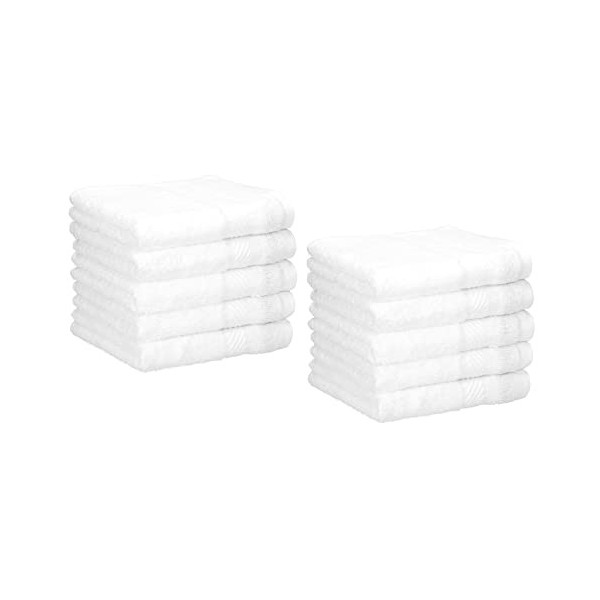 Betz Lot de 10 Serviettes débarbouillettes lavettes Palermo Taille: 30x30 cm Plusieurs Couleurs au Choix Blanc 