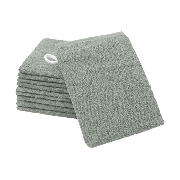 ZOLLNER Set de 10 Gants de Toilette, 16x21 cm, Coton, Bleu Clair