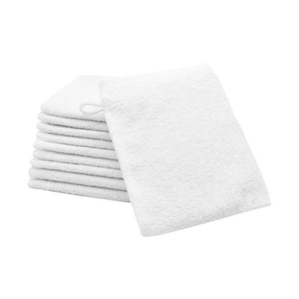 ZOLLNER Set de 10 Gants de Toilette, 16x21 cm, Coton, Bleu Clair