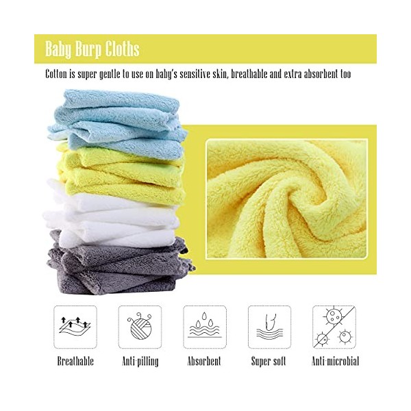 Jheppbay Lot de 16 Gants de Toilette pour bébé, 22,9 x 22,9 cm