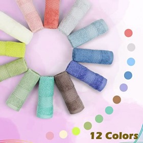 Cleanbear Lot de 12 gants de toilette 100 % coton pour le visage, 33 x 33 cm, 12 couleurs assorties multicolore, 12 