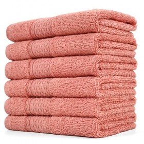 Cleanbear Lot de 6 gants de toilette ultra doux en coton pour le visage – Grande serviette de toilette de salle de bain 33 x 
