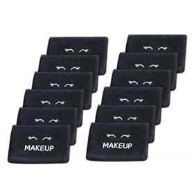 Lot de 12 serviettes de maquillage noires sans danger pour leau de Javel | Gants de toilette de luxe en coton ultra doux pou