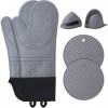 Gant de four support de casserole en silicone : gants de cuisine résistant à la chaleur gant de four extra long antidérapant 