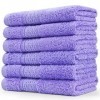 Cleanbear Lot de 6 gants de toilette pour le visage 100 % coton ultra doux avec bande décorative 33 x 33 cm lavande 