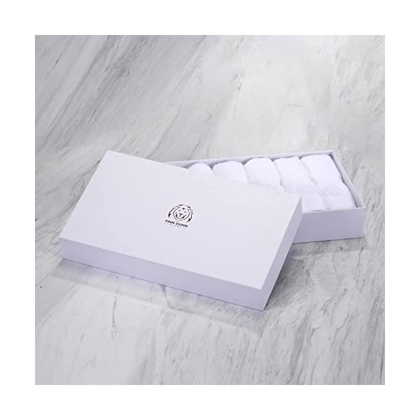 VINN DUNN LUXURY Lot de 6 débarbouillettes pour le visage de Noël 100 % coton 600 g/m² Blanc pur avec coffret cadeau de quali