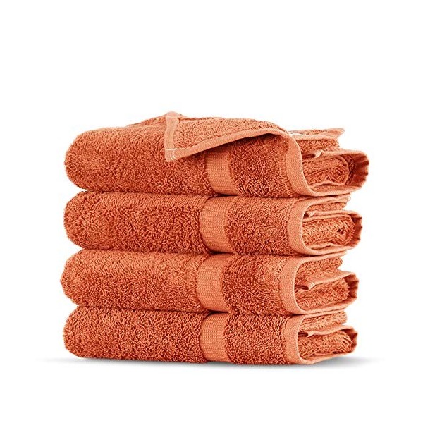 Towel Bazaar Serviettes en coton turc de qualité supérieure super douces et absorbantes 4 gants de toilette, noir 