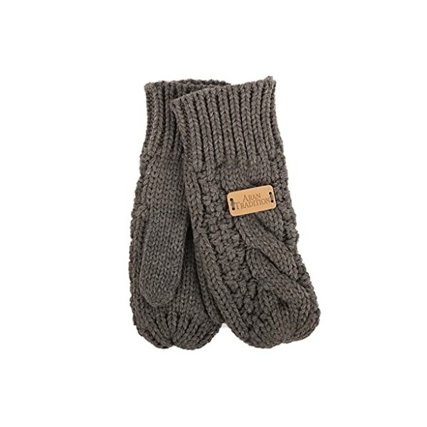 Aran Traditions Gants dhiver tricotés en diamant, gris, taille unique