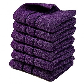 Towelogy® Lot de 6 débarbouillettes en coton 650 g/m² - Lavables en machine - 30 x 30 cm - Violet prune 650 g/m²