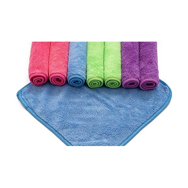 YSN Home Collection - Gants de toilette moelleux en microfibre 30 x 30 cm - 4 couleurs - 8 pièces