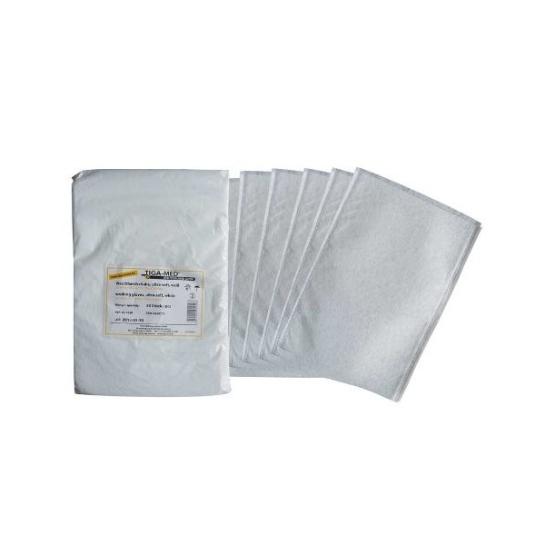 Tiga-Med Lot de 20 paquets de 50 gants de lavage ultradoux Blanc