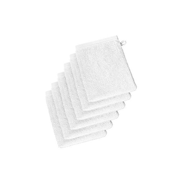 De Witte Lietaer 201445 Wellness Lot de 6 Gants de Toilette Coton Blanc 15 x 22 cm