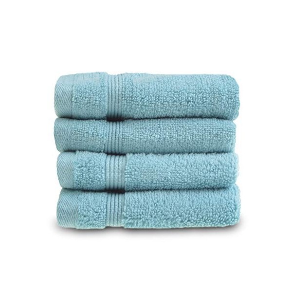 Allure Zero Twist Lot de 4 Gants de Toilette 100% Coton égyptien Bleu Marine 30 x 30 cm