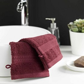 Douceur dIntérieur 2 Gants De Toilette, Bordeaux, 15 x 21 cm