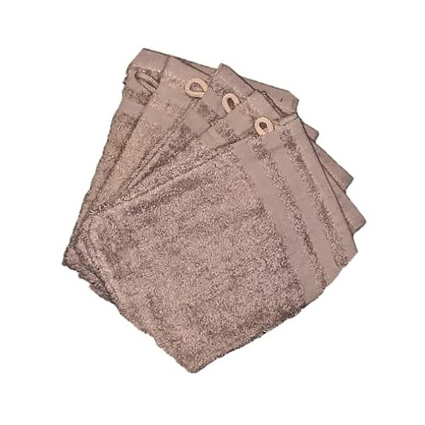 ONY - Gant De Toilette Uni Taupe - Lot de 5 Gants De Toilette Coton - Gant De Toilette 20X14 cm