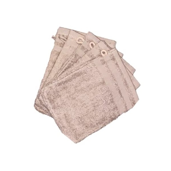 ONY - Gant De Toilette Uni Taupe - Lot de 5 Gants De Toilette Coton - Gant De Toilette 20X14 cm