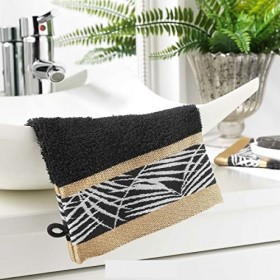 1001KDO POUR LA MAISON Lot de 2 Gants de Toilette Orbella Noir