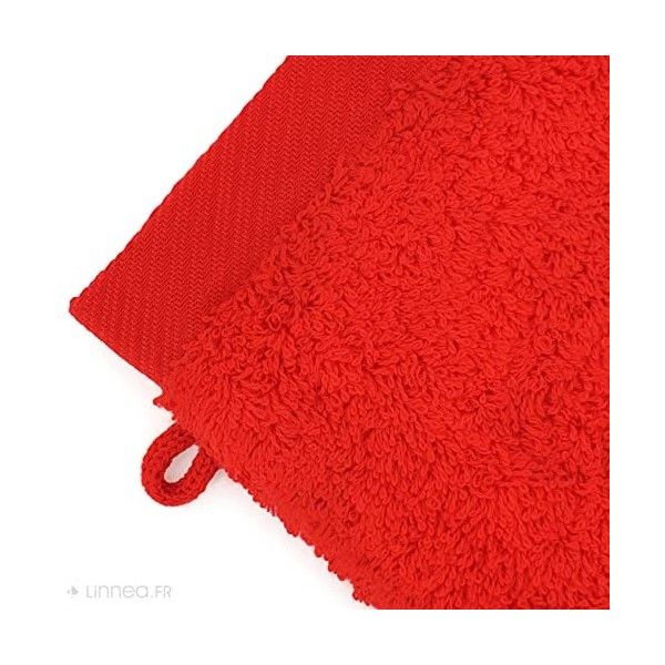 Lot de 2 Gants de Toilette 16x21 cm 100% Coton peigné Alba Rouge