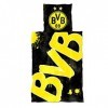 Borussia Dortmund, Le linge de lit brille dans lobscurité, noir-jaune, 135x200