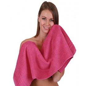 Betz Lot de 2 Serviettes de Toilette 50x100 cm et 2 Gants 16x21 cm 100% Coton Couleur Fuchsia