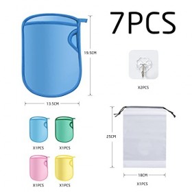 4 Gants de Bain Super Doux et Exfoliants, Avec Crochets et Sacs de Rangement, Gants en Eponge de Bain, Gants de Bain Indolore