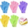 Demason 5 Pairs Gants Exfoliants, Gants Gommage Corps Double Face pour Hommes Femmes Enfants Couleurs Assorties pour Douche, 