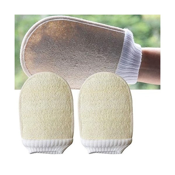 LATRAT 2 pièces Gants de loofah exfoliants Spa corps Gants exfoliants peaux mortes Gant de sauna pour hommes femmes