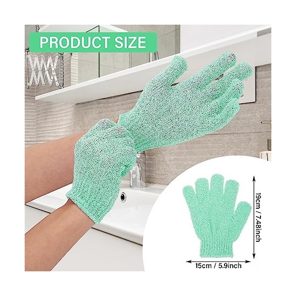 Sibba Lot de 2 Gants Exfoliants pour Douche Gants de Bain Exfoliants Double Face Accessoires Bain pour Douche Spa Massage Gom