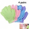 Beito - 4 paires de gants exfoliants Full Body Scrub - Douche ou Bain Spa Exfoliant Accessoires pour homme et femme - Élimine