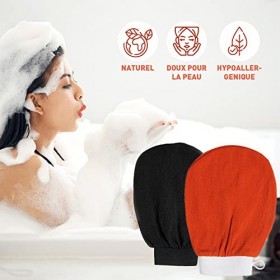 2pcs-Gant Exfoliant Kessa, Gant De Crin,Gant Hammam et Spa, Gants Gommage Corps Et Visage, Nettoie Et Purifie En Profondeur, 