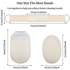Sangle Lave dos Hillylolly 3 Pièces Sangle Lave dos Microfibre, Gant de Exfoliant, Gant de Douche Exfoliante, Éponge de Bain 