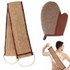 2 Pièces Gants Exfoliants en Jute et Sangle Lave Dos en jute,Eponge Exfoliante Dos,Gants exfoliants naturels pour bains du do