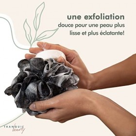 TranquilBeauty Lot de 4 Éponge de bain, soufflet de douche, luffa -Exfoliez en douceur votre corps avec notre éponge pour une