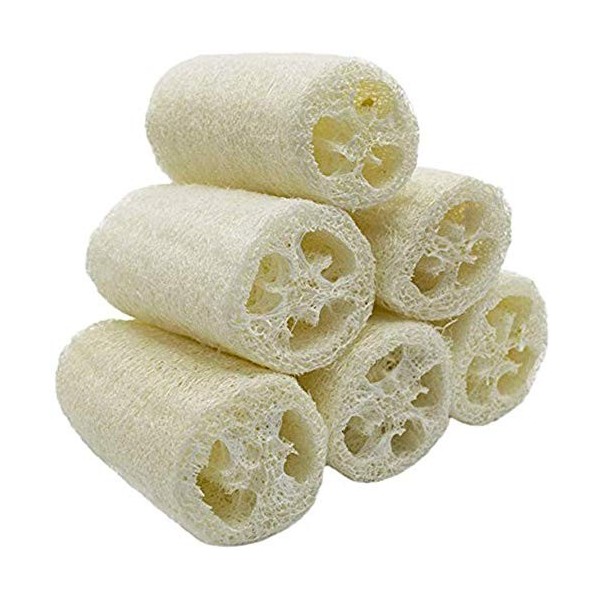 6 pièces éponge Loofah, éponge naturelle de concombre Loofah éliminant la peau morte pour le bain et la douche, éponge Loofah