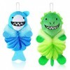 IOSPKKIO® Lot de 2 éponges de Bain en luffa pour Enfants Tout-Petits, éponges de Bain en luffa de Dessin animé Mignon pour En