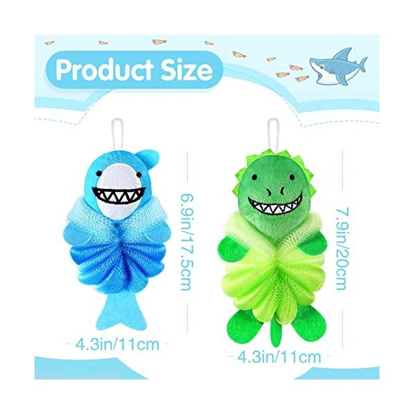 IOSPKKIO® Lot de 2 éponges de Bain en luffa pour Enfants Tout-Petits, éponges de Bain en luffa de Dessin animé Mignon pour En