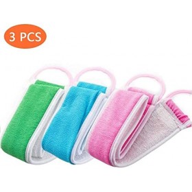 3pcs Loofahs Gommage Arrière Loofah Exfoliant Pour Douche Double Face Sangle De Récurage Corps Éponge De Bain