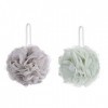 Lot de 2 éponges de bain en loofahs - Brosse exfoliante en maille - Kaki et vert