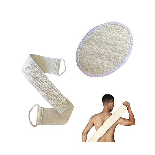 Loofah Eponge, Loofahs Brosse Exfoliante, Loofah Back Scrubber, Sangle de Bain en Luffa, Épurateur Exfoliant pour le Corps en