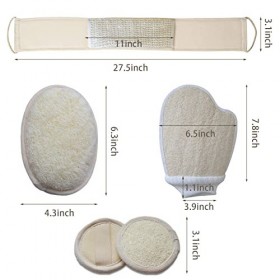 5 Pièces Éponge en Loofah Naturel, Ceinture de Douche en Loofah, Brosse Gant éponge Exfoliante, Brosse pour Le Corps en Loofa