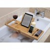 bathbü Pont de Baignoire Luxe | Bras Extensibles 63-93cm | Support pour Livre/Tablette | Support pour Verre à vin | Plateau