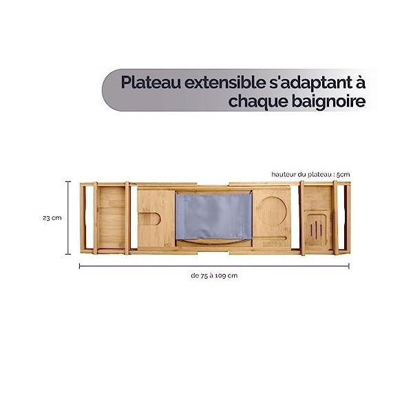 Vivezen - Plateau de Baignoire Extensible et modulable en Bambou