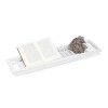 Relaxdays Pont de baignoire tablette de baignoire salle de bain en bambou HxlxP: 5.40 x 67.80 x 16.60 cm, blanc laqué