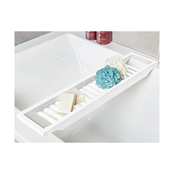 RHP Plateau de baignoire en bambou laqué blanc 4,5 x 70 x 14,5 cm