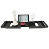 Plateau Baignoire, Pont de Baignoire en Bambou Extensible 70-105cm, Planche Bain Baignoire avec Support pour iPad/Téléphone e