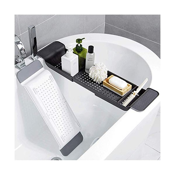 WINAKUI Plateau de baignoire réglable - Égouttoir de salle de bain extensible - Plateau de baignoire rétractable pour cuisine