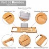 Plateaux pour Baignoire, TANiCE Pont de Baignoire Extensible en Bambou Support de Rangement de Baignoire pour Téléphone Table