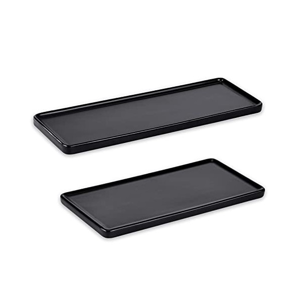 JOELELI Plateau de salle de bain, 2 pièces rectangulaires pour salle de bain, plateau de rangement, organisateur de baignoire